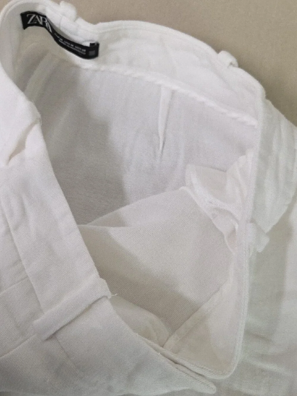 Zara White Textured High-Rise Pants Size MED